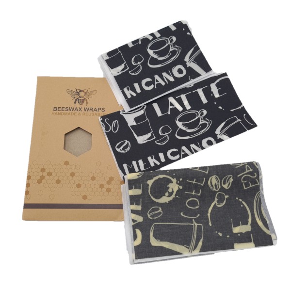Reusable, biodegradable natural foil, made of beeswax, model type E, set of 3 pieces